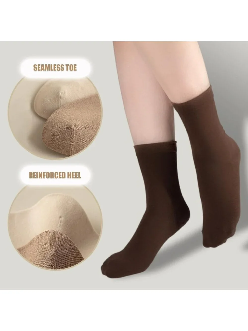 🧦Women's All White 6 Pairs Thin Ladies Soft Cotton High Calf Crew Socks